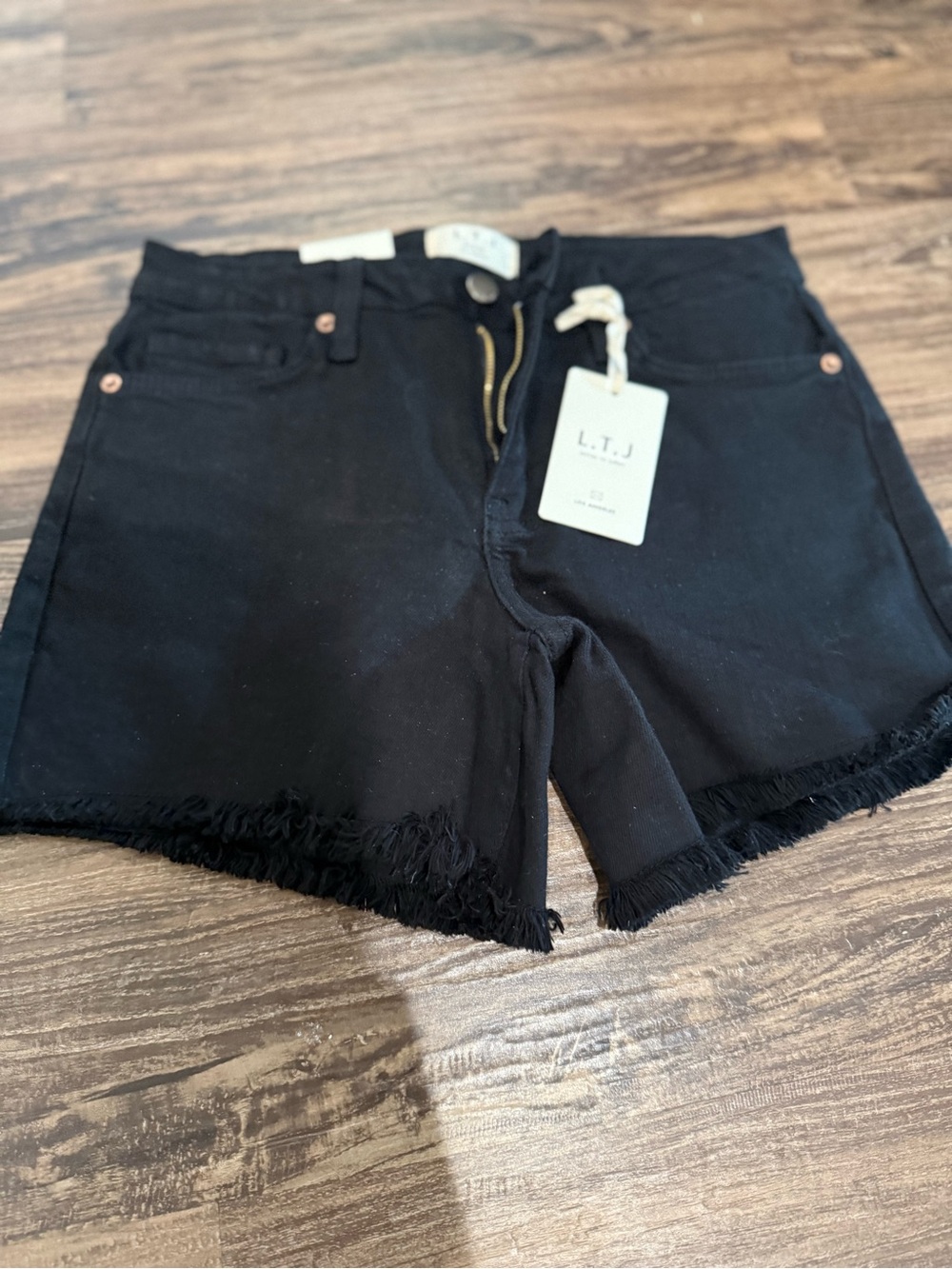 Letters to Juliet Sz S Black Frayed Hem Women's Denim Shorts